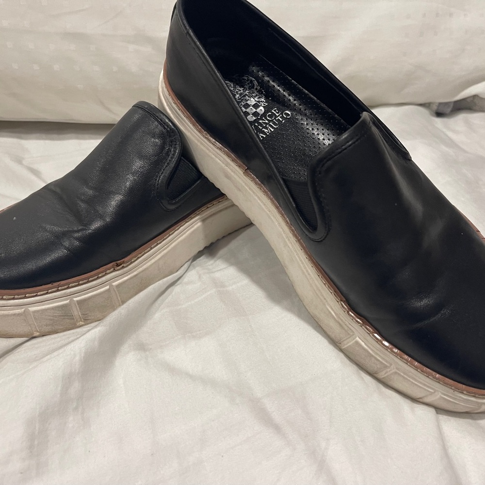 Vince Camuto Black and White Slip-On Loafers